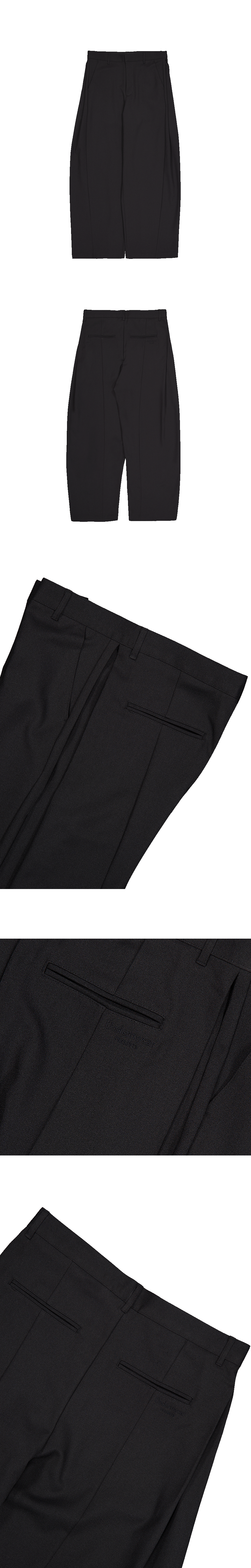 Mu.198 Classic Logo Linear Pintuck Wide Slacks Black