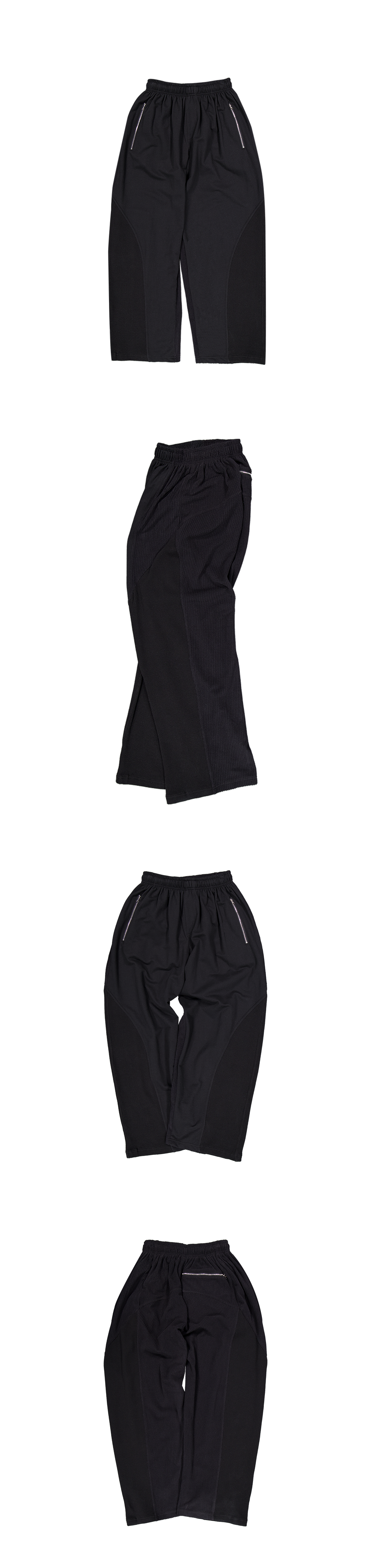 MIXED PANEL SWEAT PANTS - BLACK