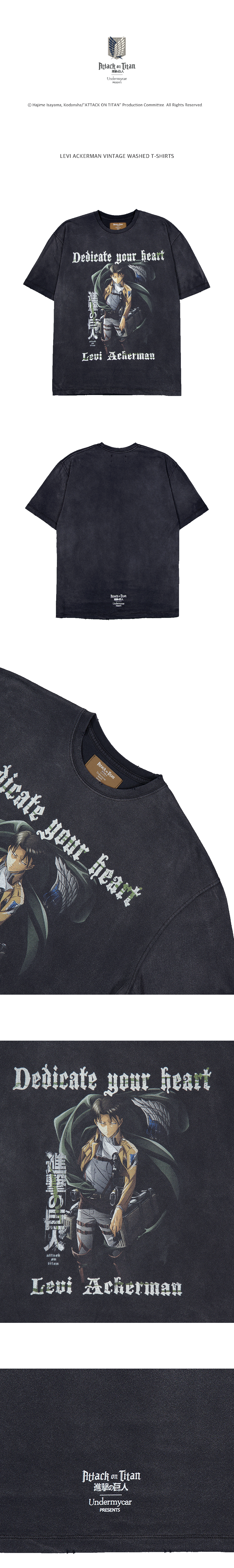 LEVI ACKERMAN VINTAGE WASHED T-SHIRTS - FADED BLACK