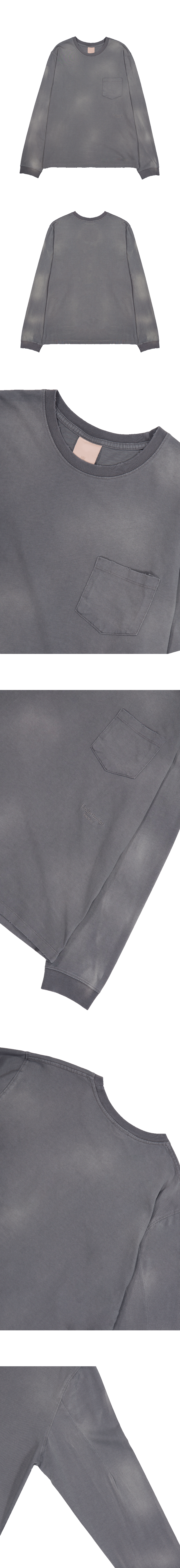 MU.165 Classic Logo Washed Pocket Long Sleeve Gray