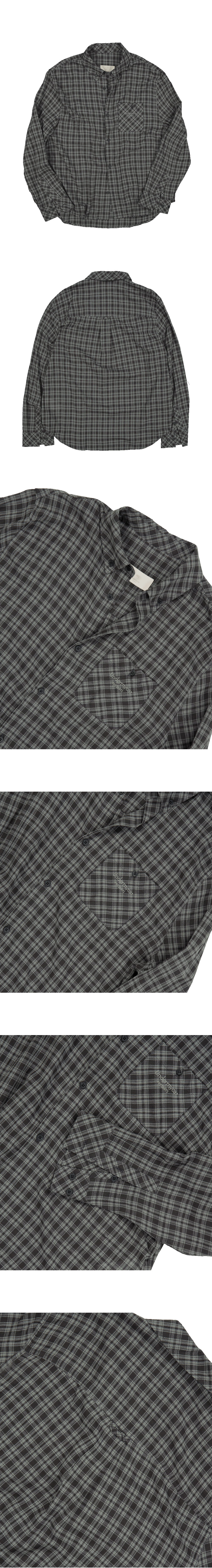 Mu.170 Classic Logo Semi-Regular Fit Pocket Check Shirts Deep Khaki