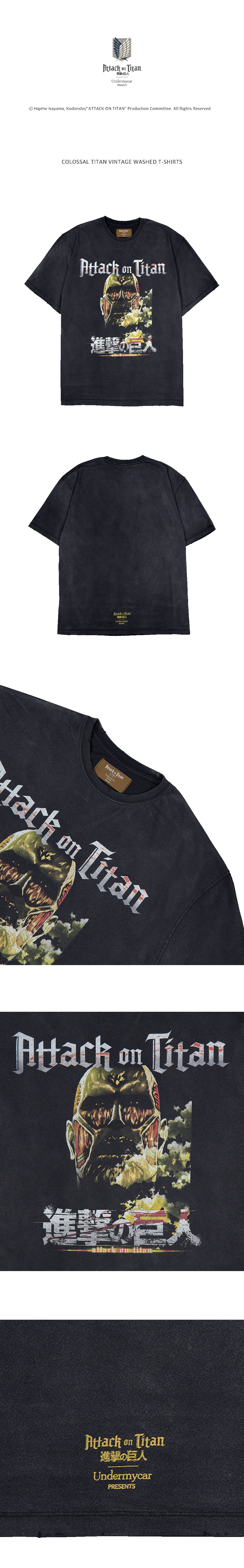 COLOSSAL TITAN VINTAGE WASHED T-SHIRTS - FADED BLACK