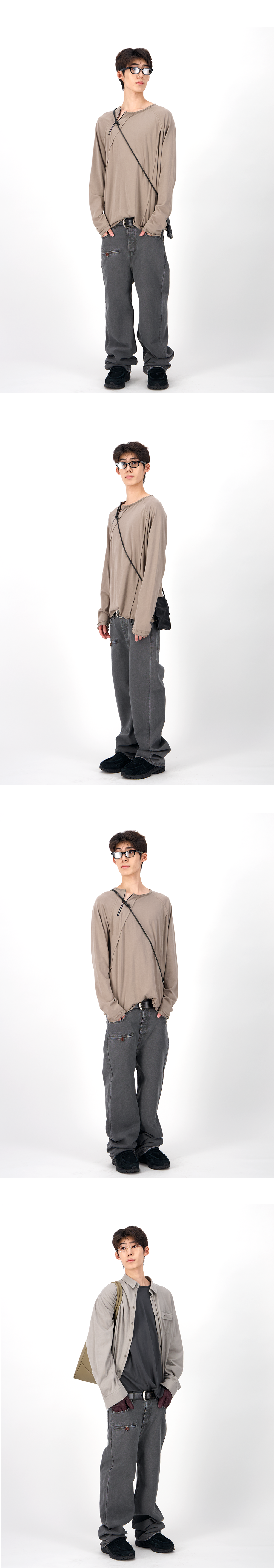 BUTTON THIGH POCKET PANTS - GRANITE GRAY
