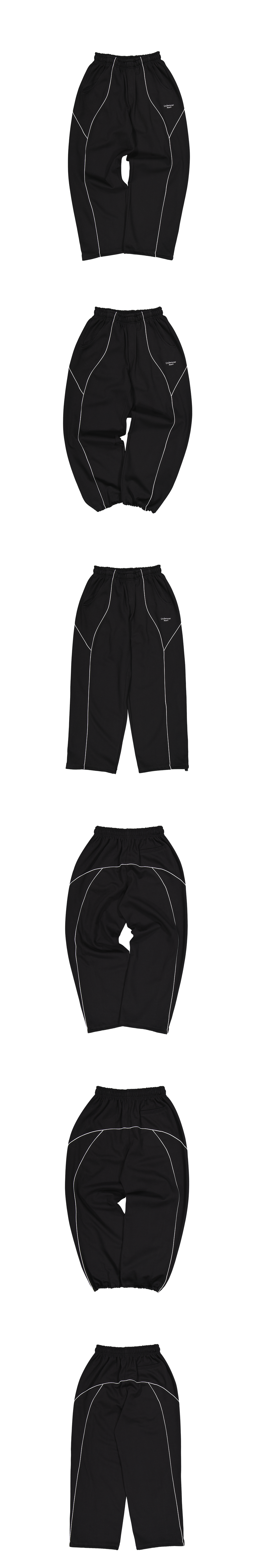 Mu.182 Classic Logo Piping Line Sweat Pants Black