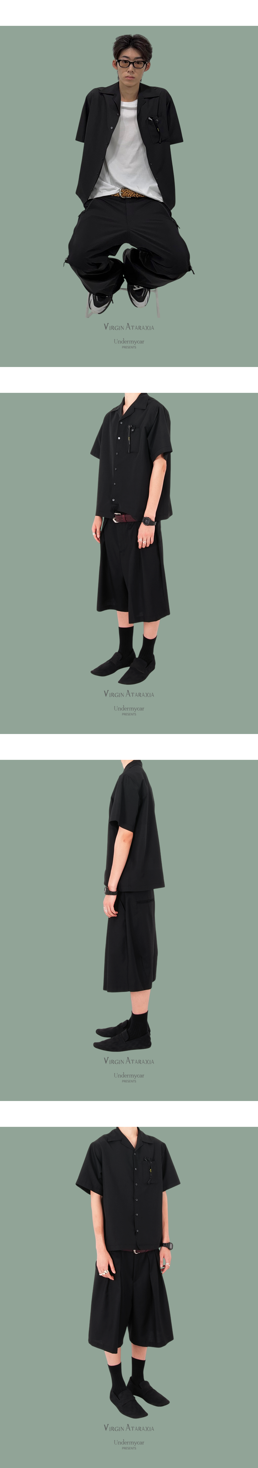 GLIDE OPEN COLLAR SHIRTS - BLACK