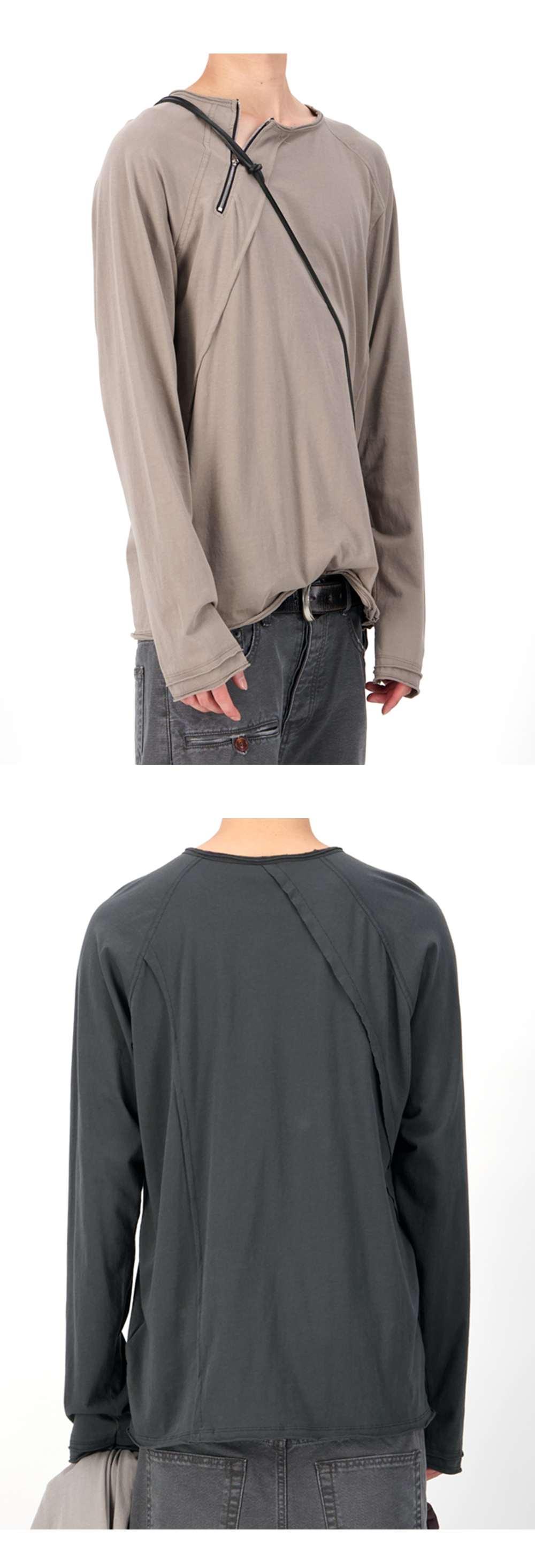 DIAGONAL ZIP LONG SLEEVE - DESERT BEIGE