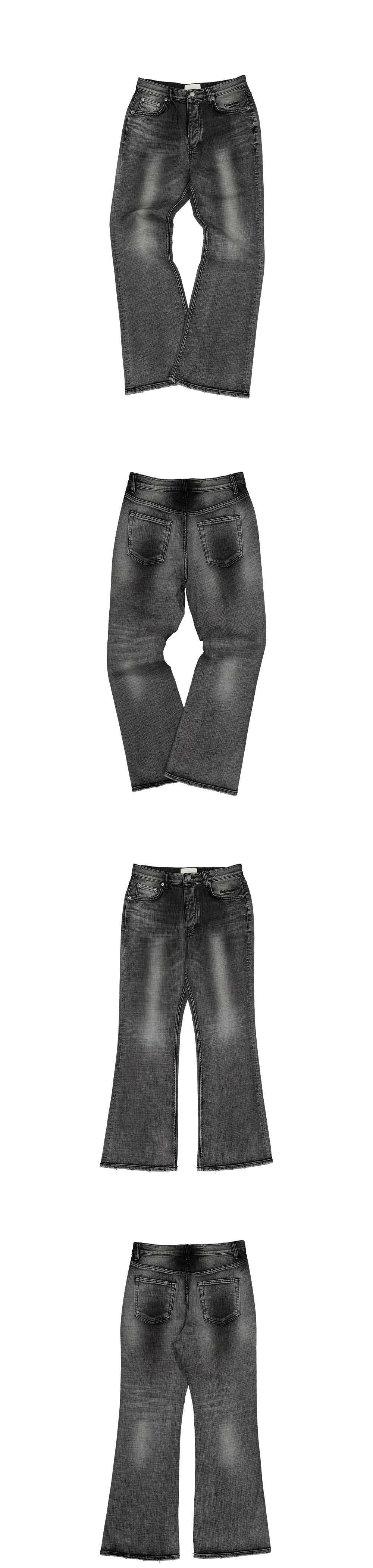 MU.175 Classic Logo Oil Washed Semi Flare Jeans Oil Black