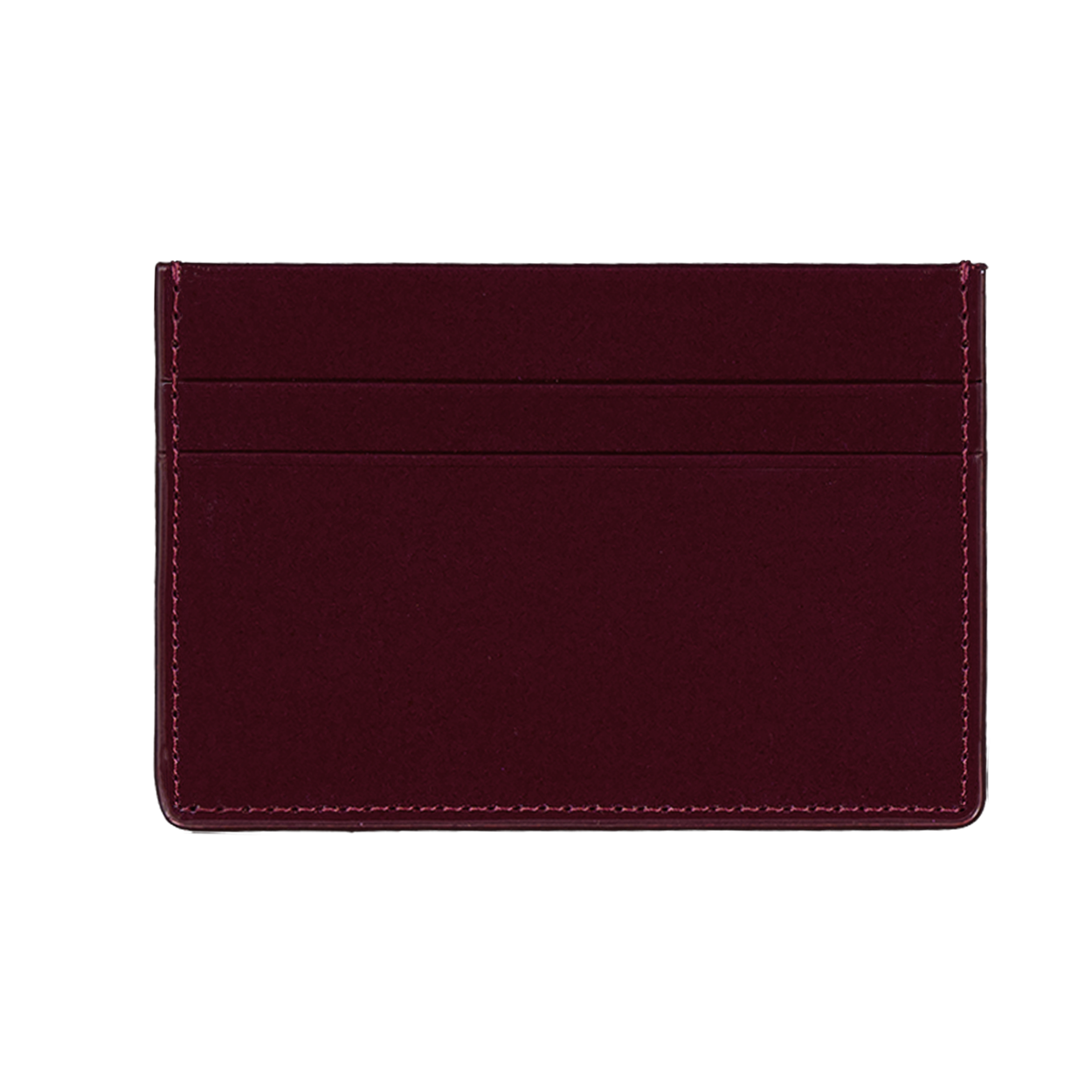 Mu.200 Classic Logo Glazed Leather Card Holder Burgundy