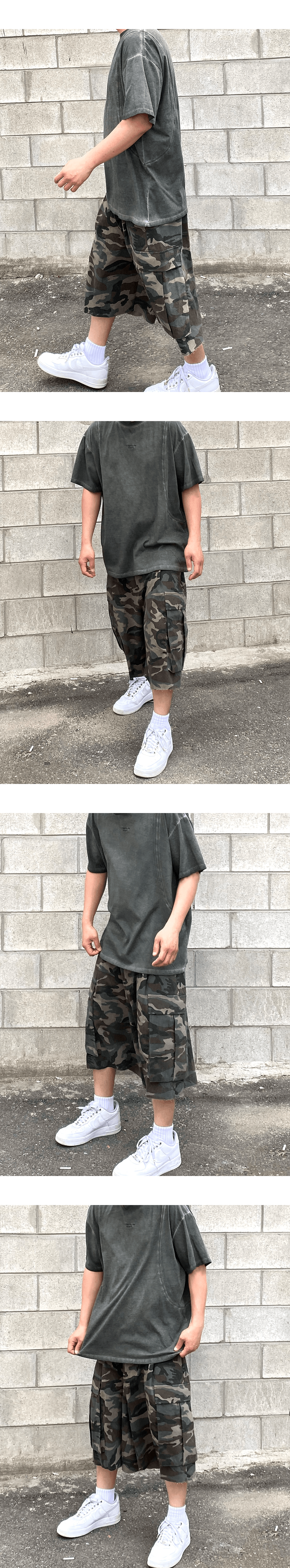 Mu.42 Anti Fxxking Logo Play Geo-Line Pigment T-Shirts Khaki