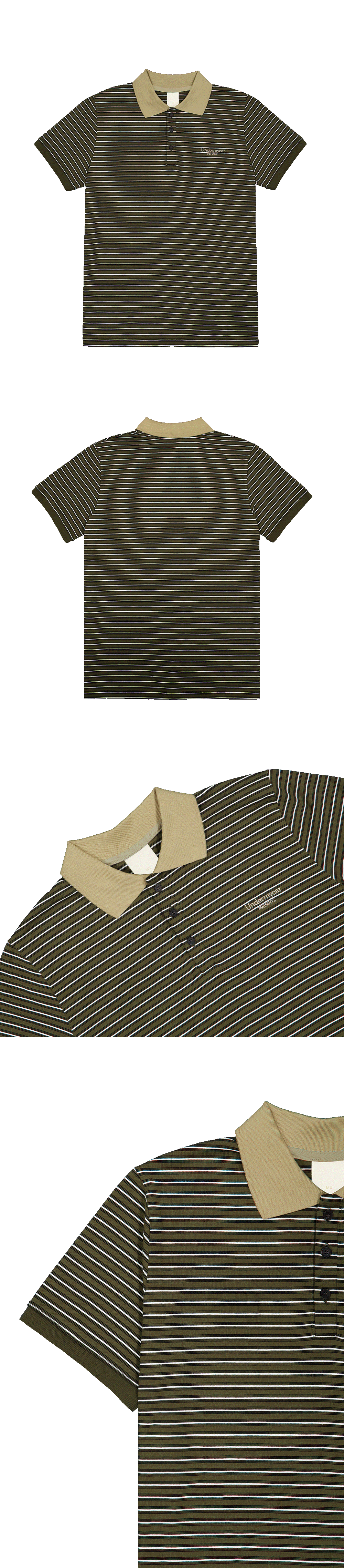 Mu.199 Classic Logo Retro Stripe Pk Shirts Olive / Khaki