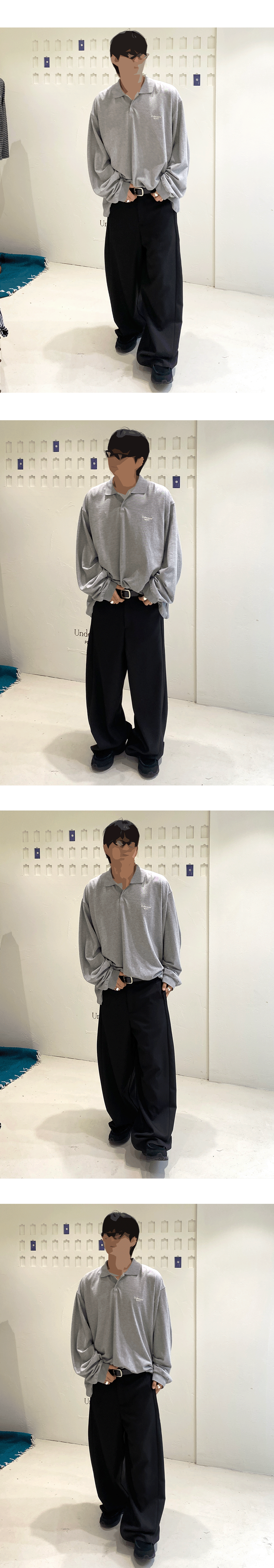 Mu.198 Classic Logo Linear Pintuck Wide Slacks Black