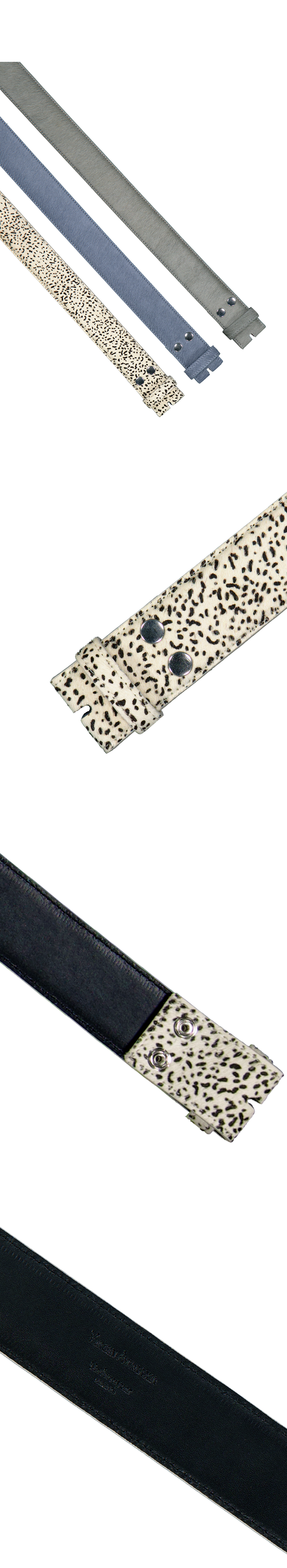 CALF HAIR MODULE BELT STRAP - SPECKLED NOIR HIDE