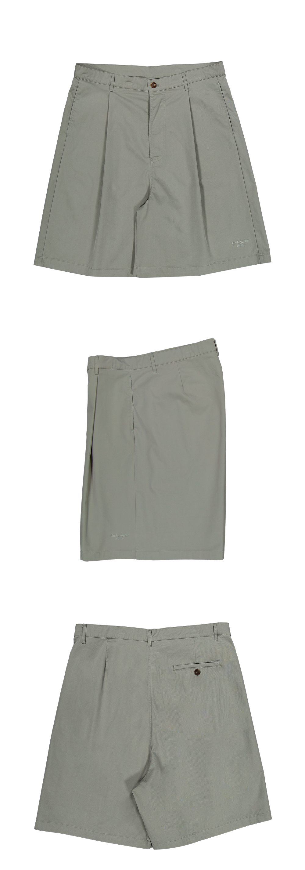 Mu.187 Classic Logo One Tuck Half Shorts Sage Gray