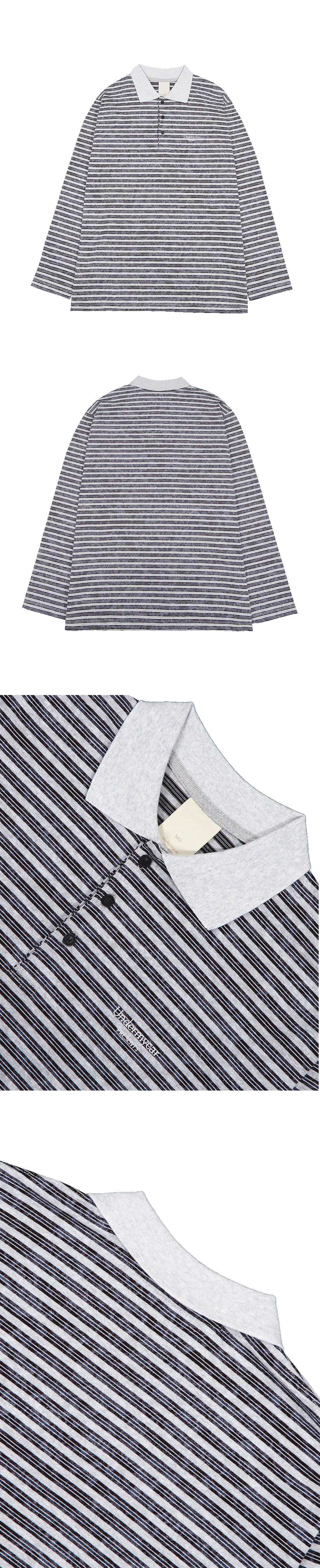 Mu.197 Classic Logo Stripe Long Sleeve Pk Shirts Gray / Brown