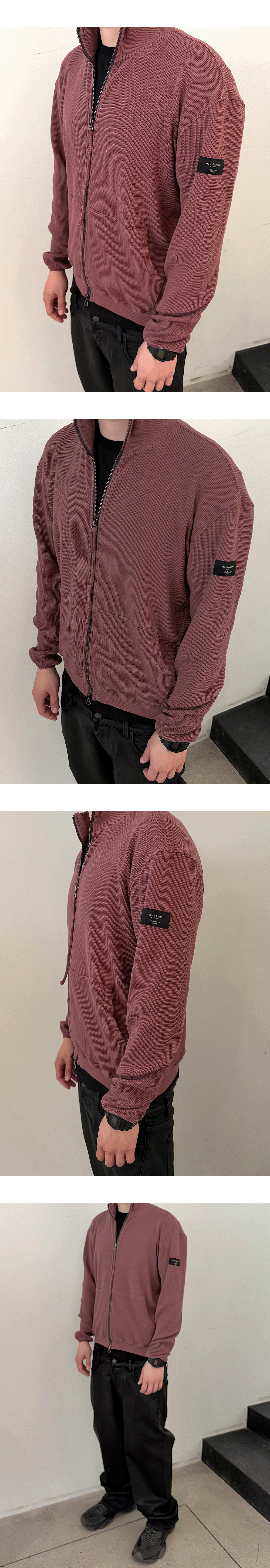 WORN WAFFLE ZIP-UP - DUSTY ROSE