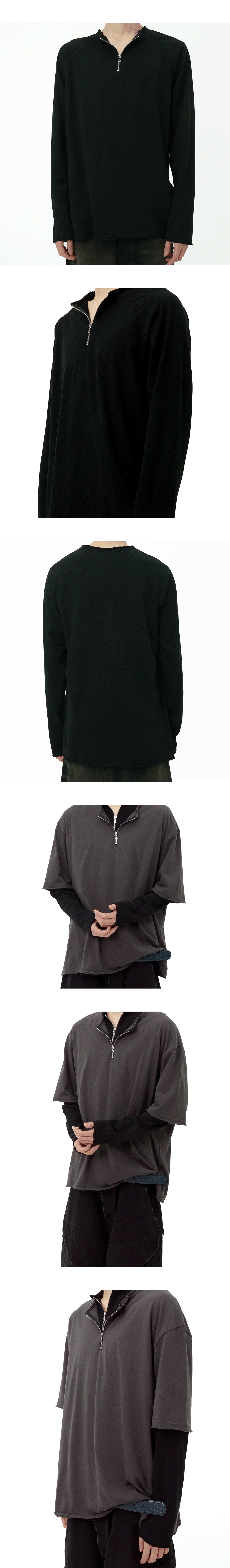 FADED CORE ZIP LONG SLEEVE - BLACK