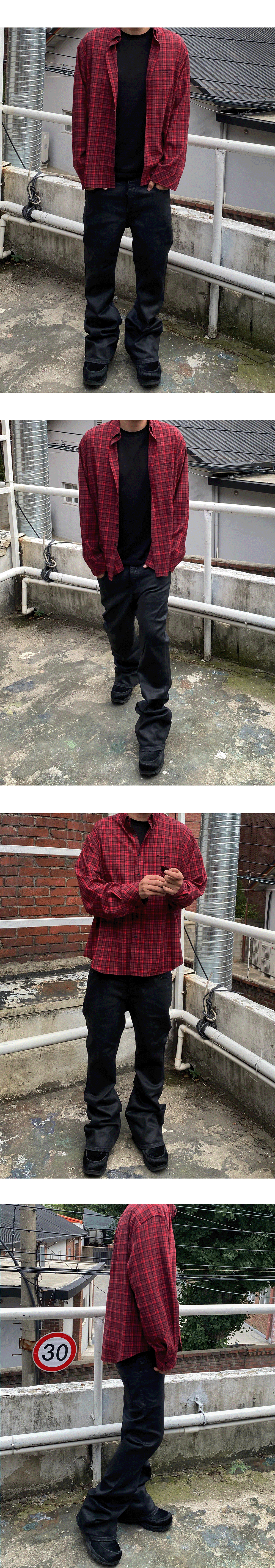Mu.205 Classic Logo Brick Check Shirt Red