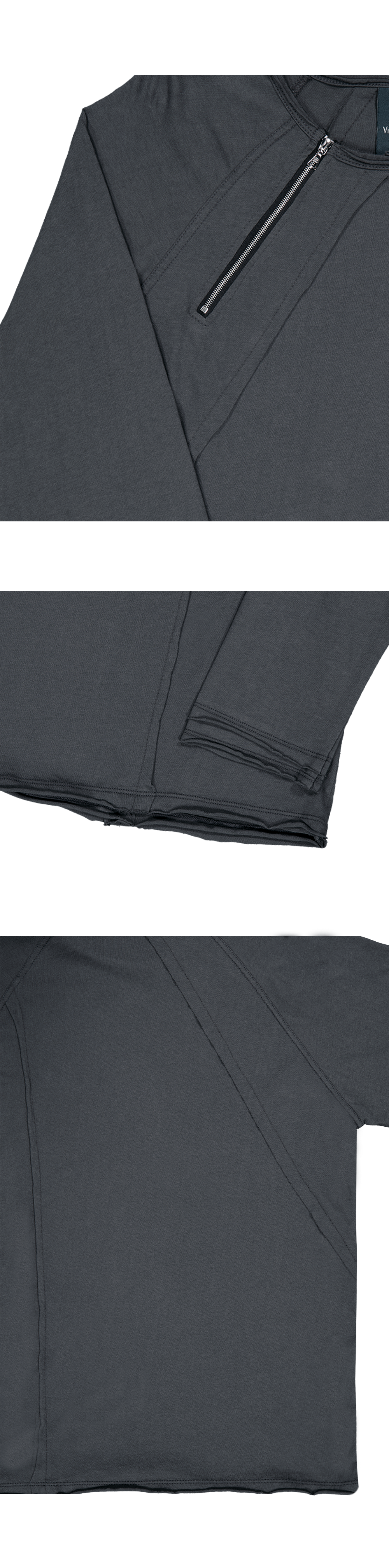 DIAGONAL ZIP LONG SLEEVE - ONYX GRAY