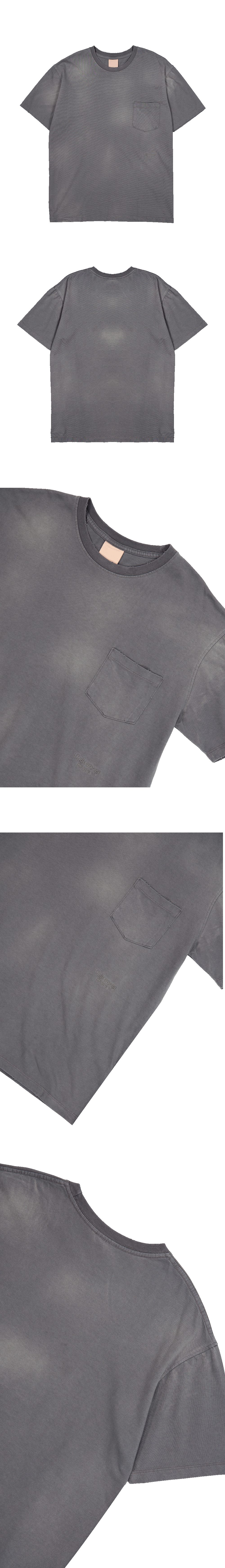 MU.166 Classic Logo Washed Pocket T-shirts Gray