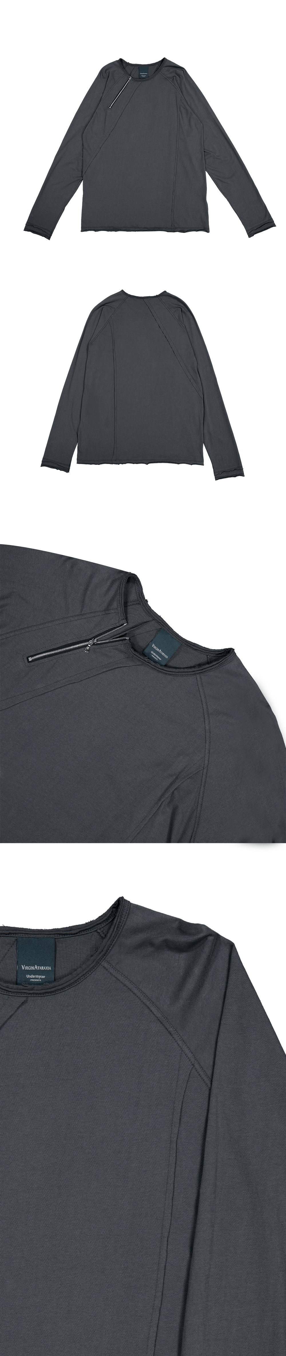 DIAGONAL ZIP LONG SLEEVE - ONYX GRAY