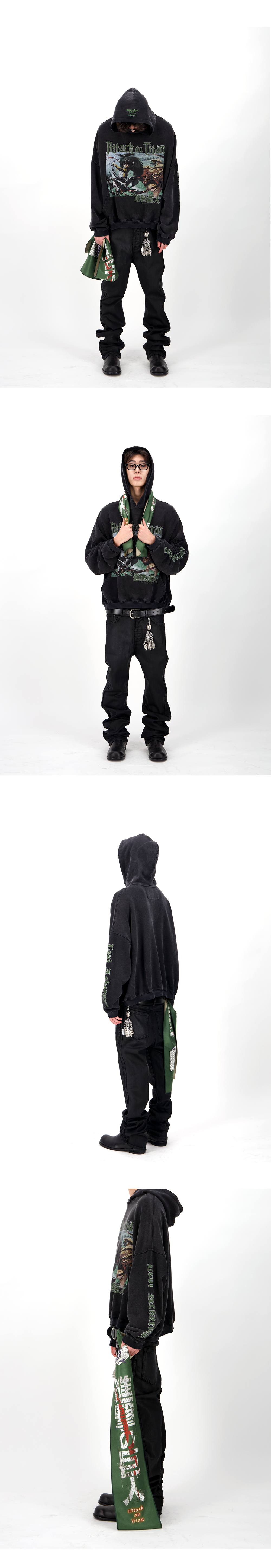 LEVI VS BEAST TITAN VINTAGE WASHED HOODIE - FADED BLACK