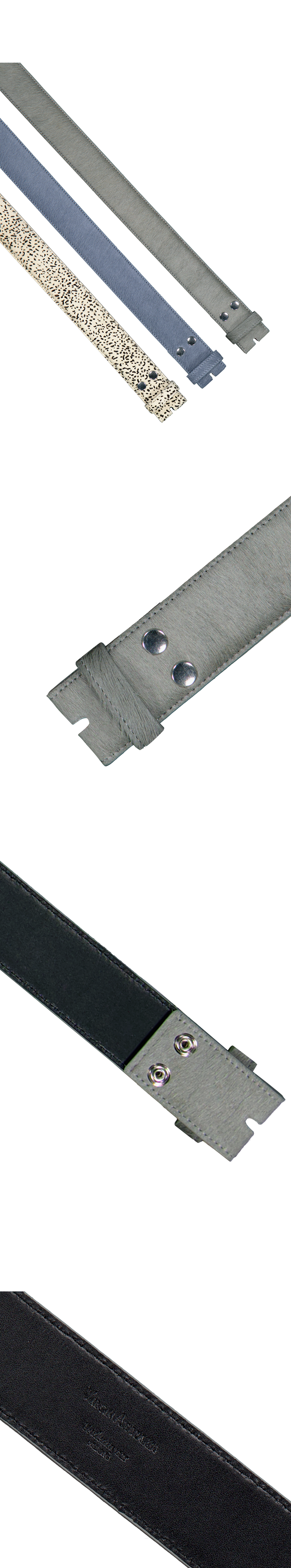 CALF HAIR MODULE BELT STRAP - ASH GRAY HIDE