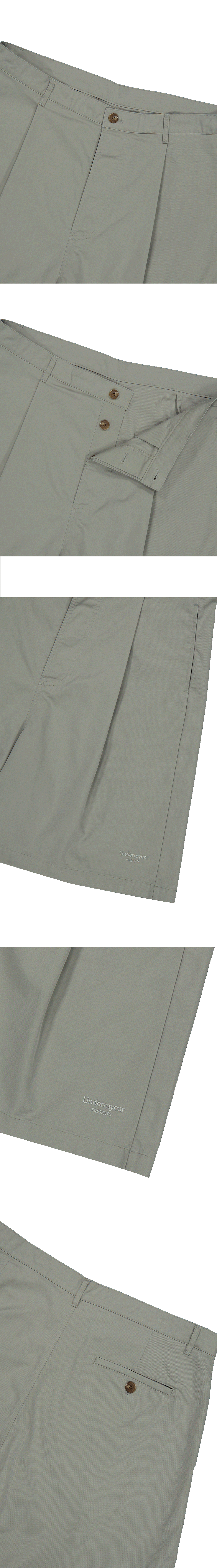 Mu.187 Classic Logo One Tuck Half Shorts Sage Gray