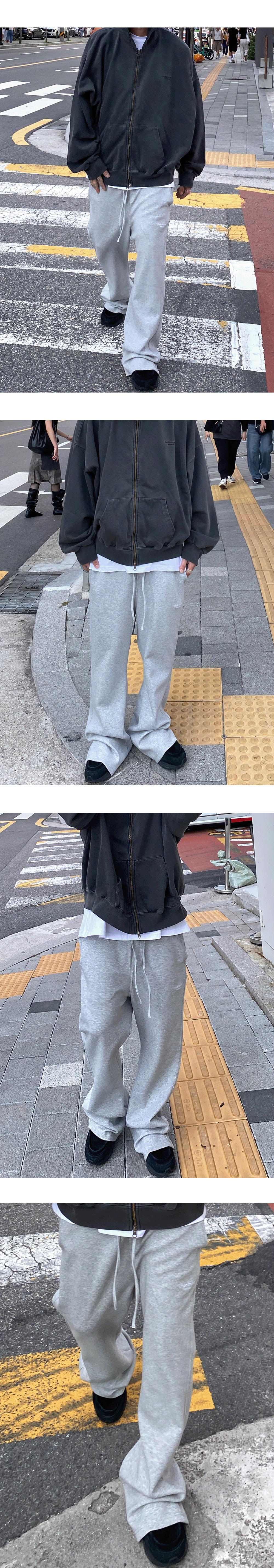 Mu.210 Classic Logo Semi-Flare Sweatpants Melange Gray