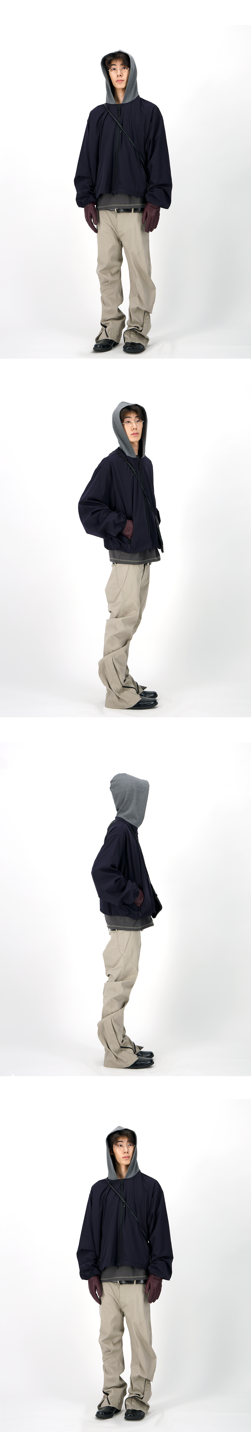 MODULE HOODED NYLON BLOUSON - SALUTE NAVY