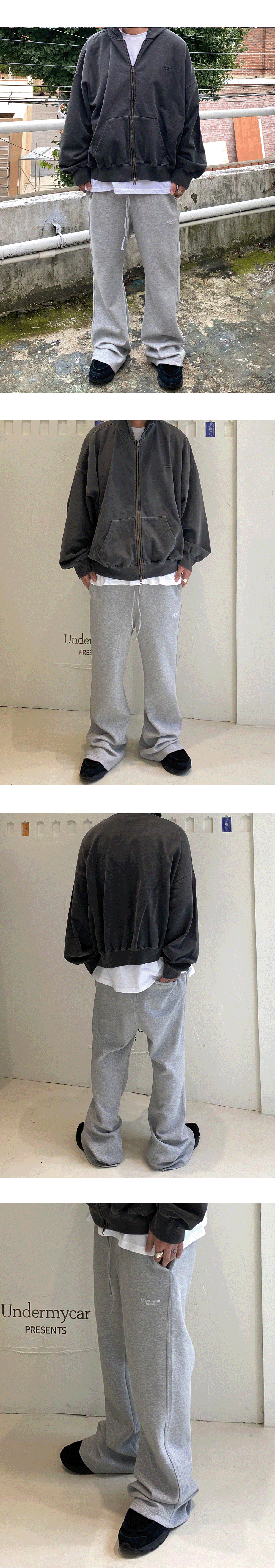 Mu.210 Classic Logo Semi-Flare Sweatpants Melange Gray