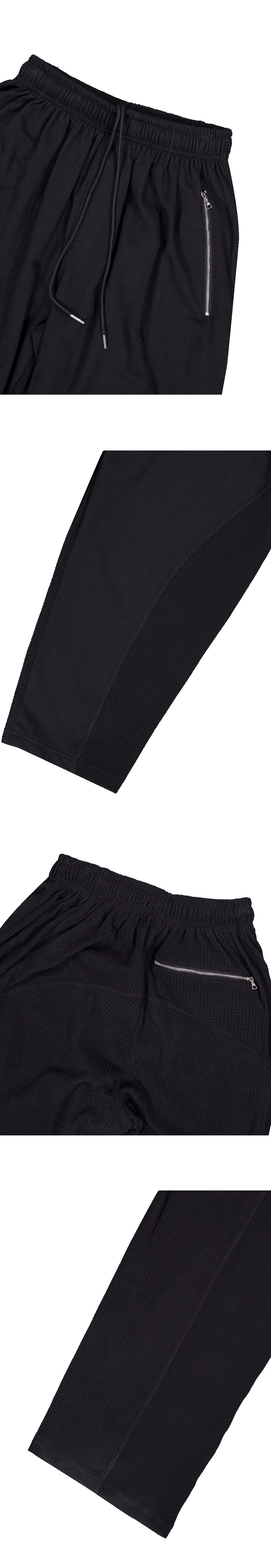 MIXED PANEL SWEAT PANTS - BLACK