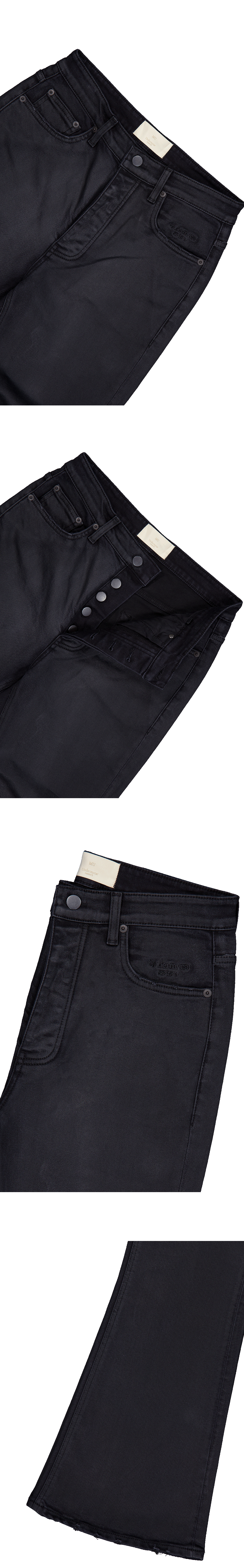 Mu.188 Classic Logo Semi Flare Coated Jeans Black