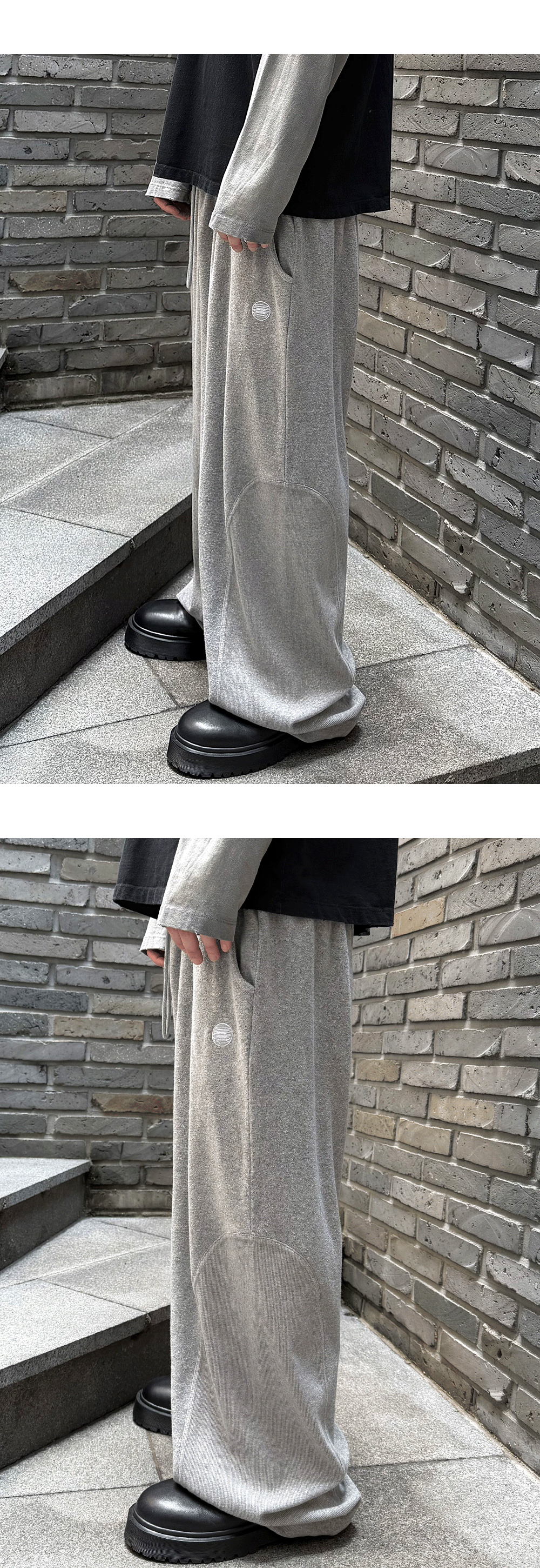 Mu.185 Circle Logo Baggy Terry Pants Melange Gray