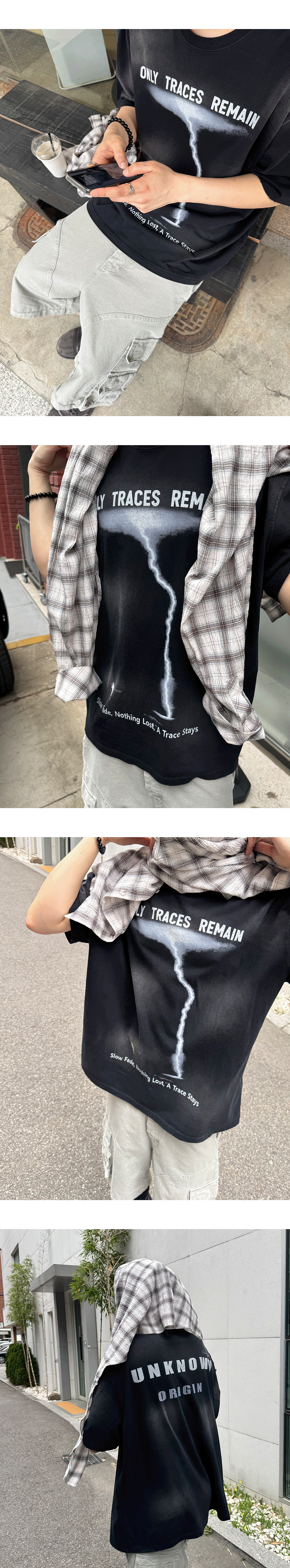 ONLY TRACES REMAIN VINTAGE WASHED T-SHIRTS - BLACK
