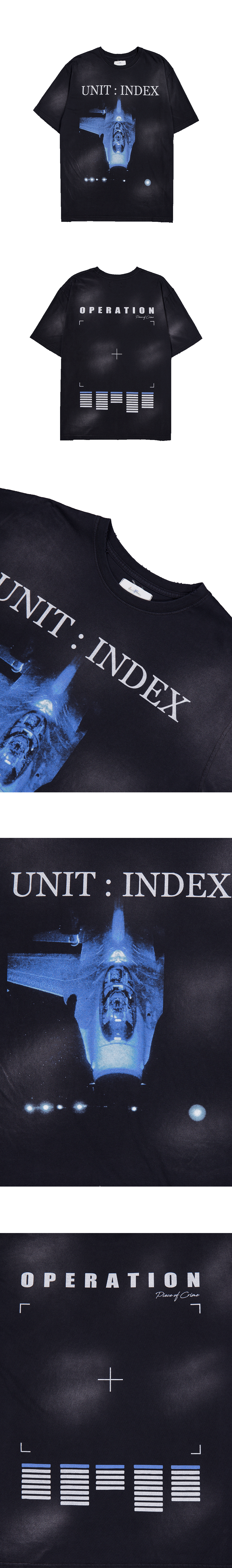 UNIT : INDEX VINTAGE WASHED T-SHIRTS - BLACK
