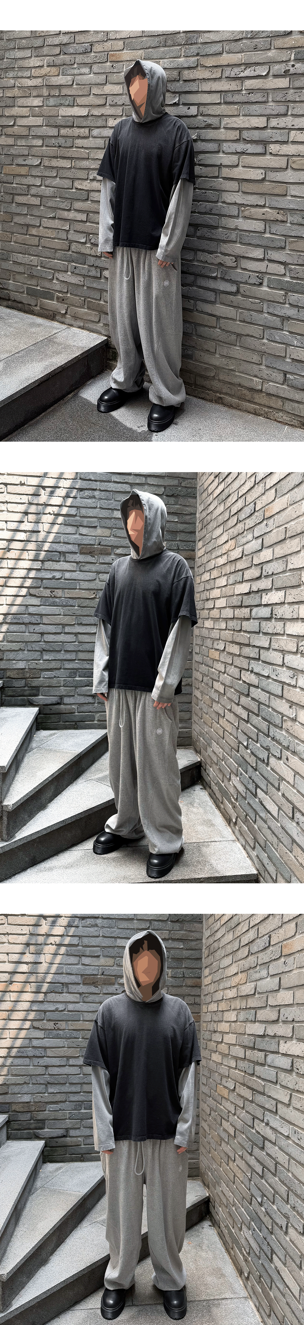 Mu.185 Circle Logo Baggy Terry Pants Melange Gray