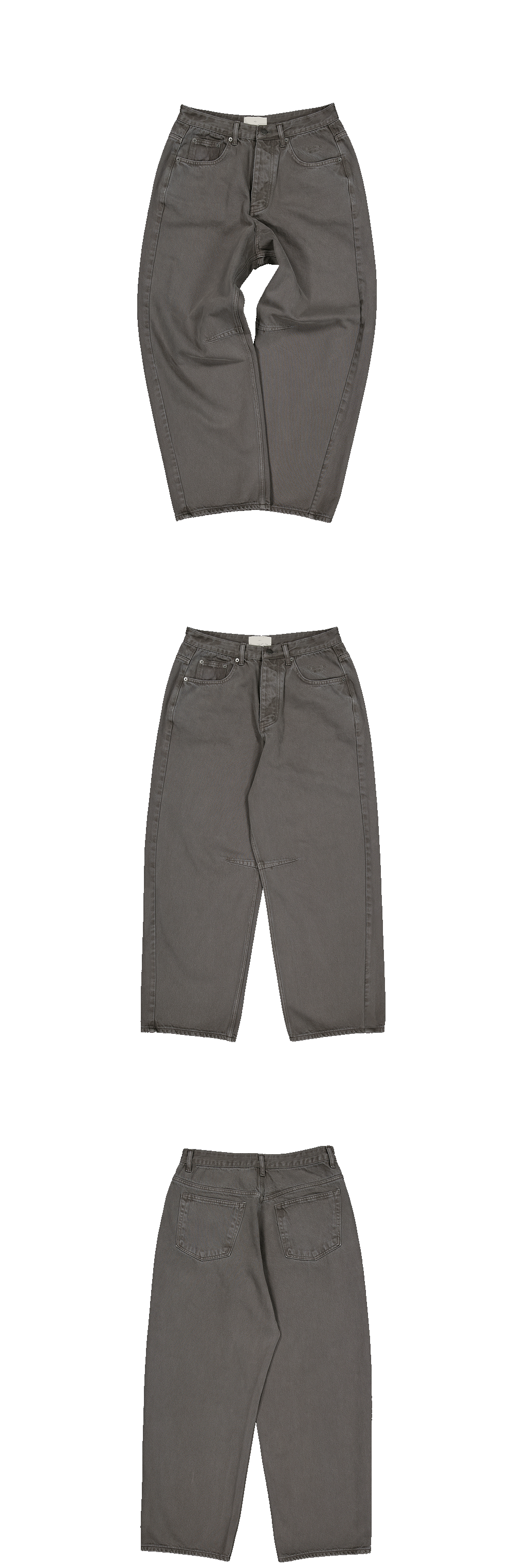 Mu.186 Classic Logo Mono Wide Knee Tuck Pants Gray