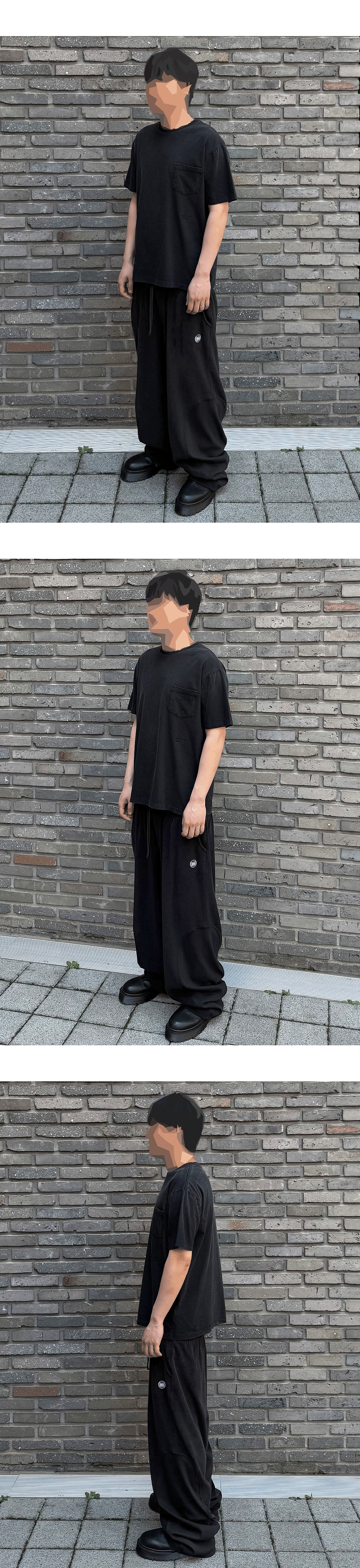 Mu.185 Circle Logo Baggy Terry Pants Black