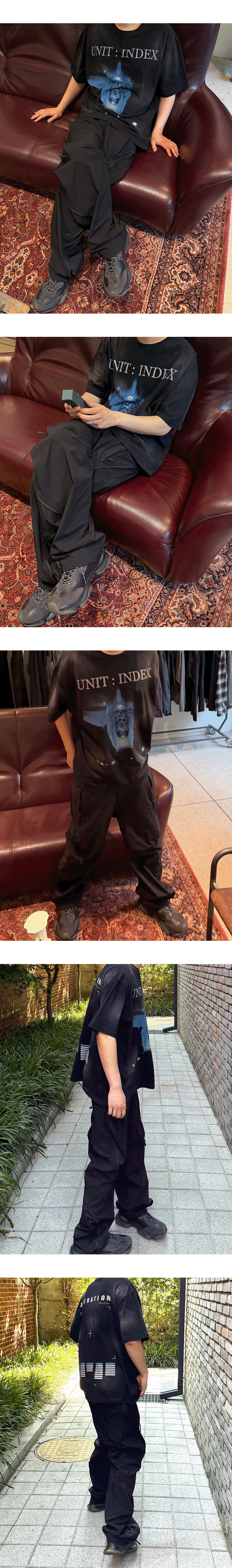 UNIT : INDEX VINTAGE WASHED T-SHIRTS - BLACK