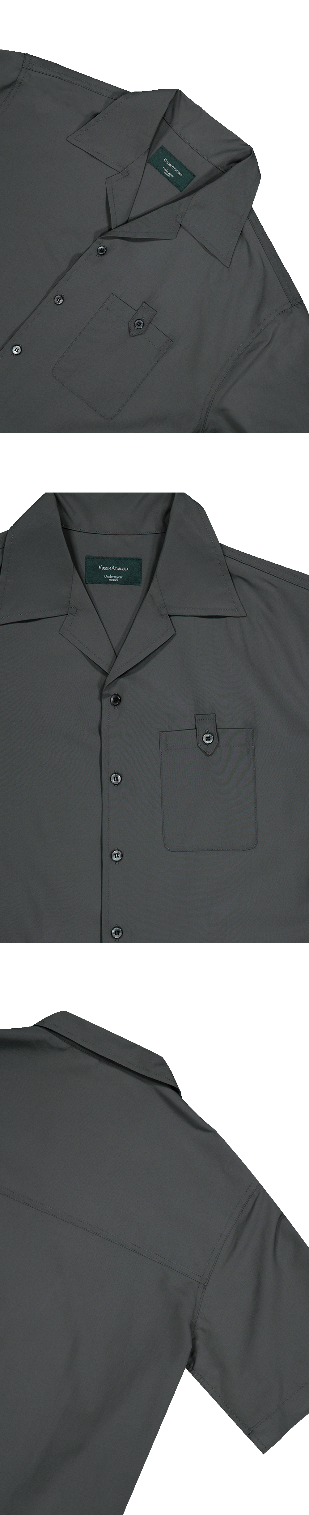 GLIDE OPEN COLLAR SHIRTS- TEAL GRAY