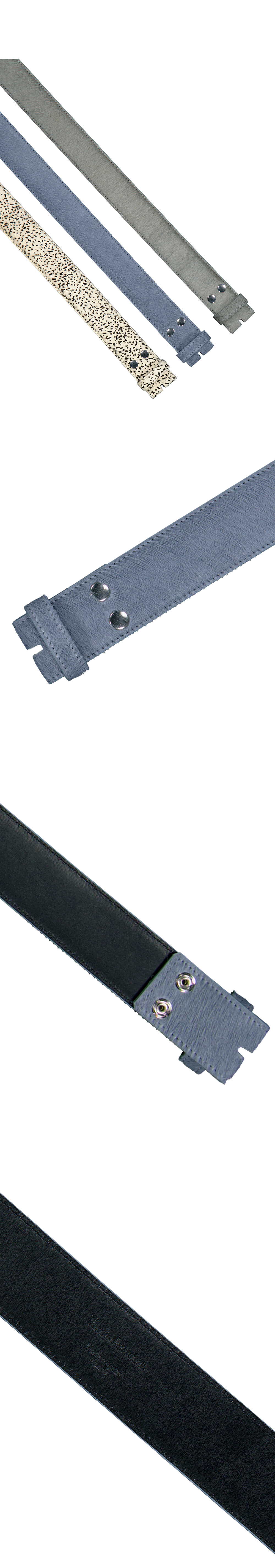 CALF HAIR MODULE BELT STRAP - DUSTY AQUA HIDE