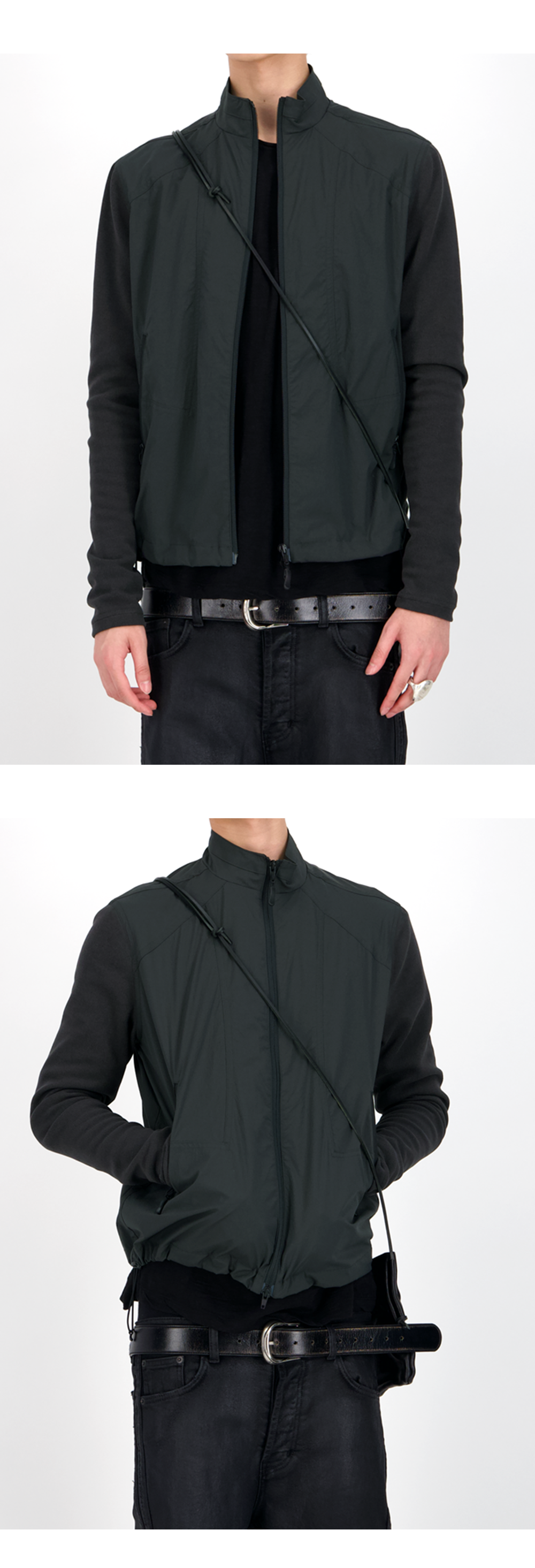 RIB COMBI NYLON JERSEY - DEEP SAGE GRAY