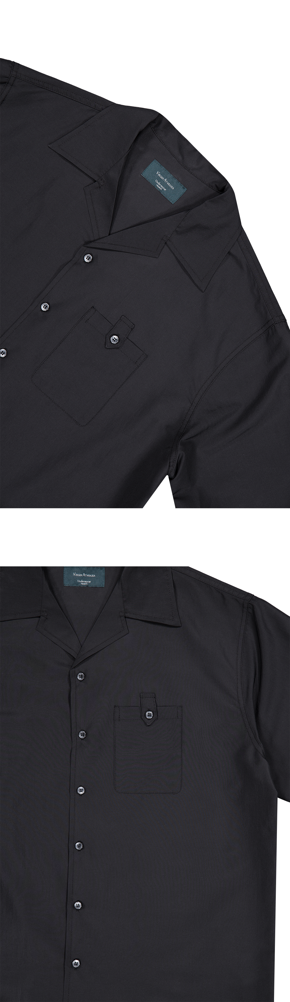 GLIDE OPEN COLLAR SHIRTS - BLACK