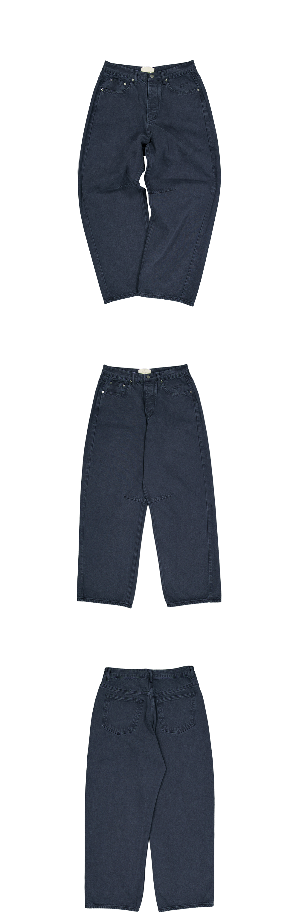 Mu.186 Classic Logo Mono Wide Knee Tuck Pants Navy