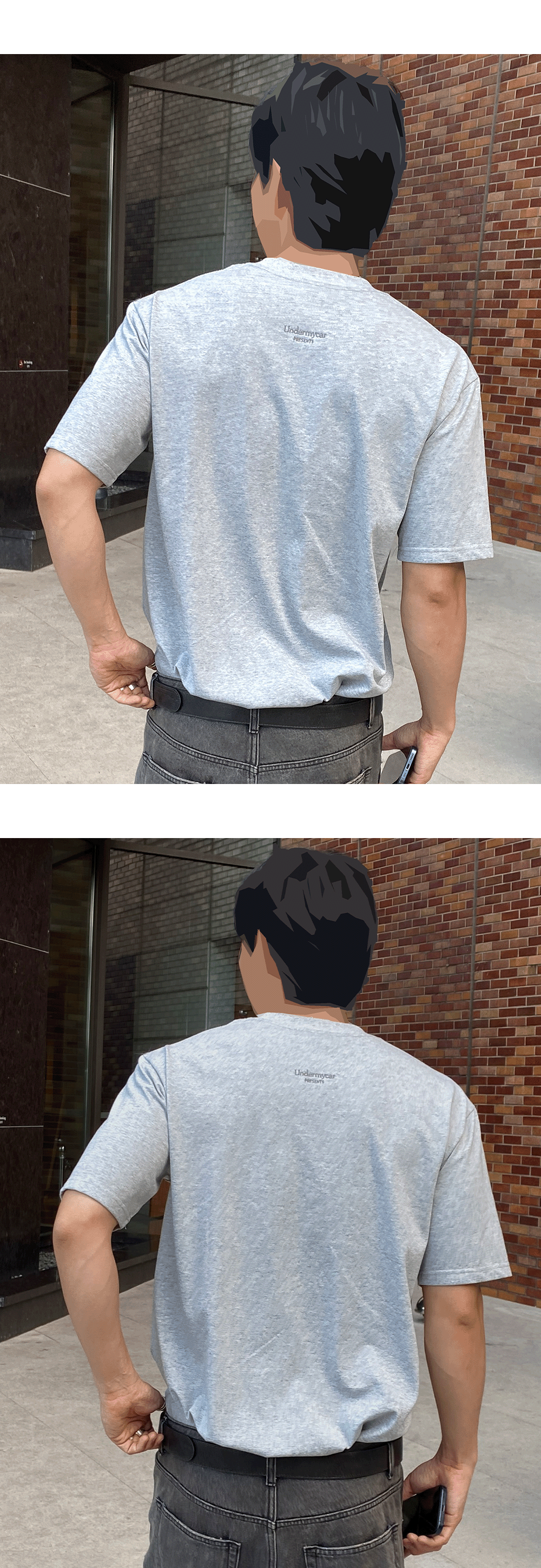 Mu.189 Classic Logo Comfort Fit T-Shirts Melange Gray