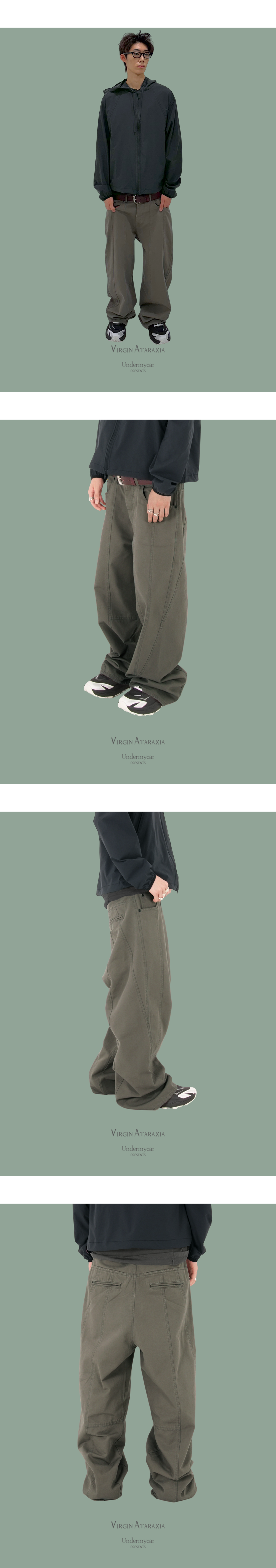 PANELED OXFORD PANTS - DUSTY OLIVE