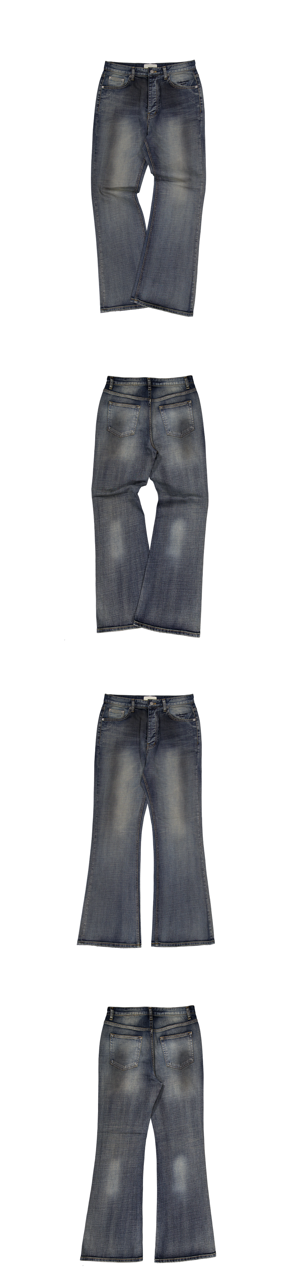 MU.175 Classic Logo Oil Washed Semi Flare Jeans Oil Blue