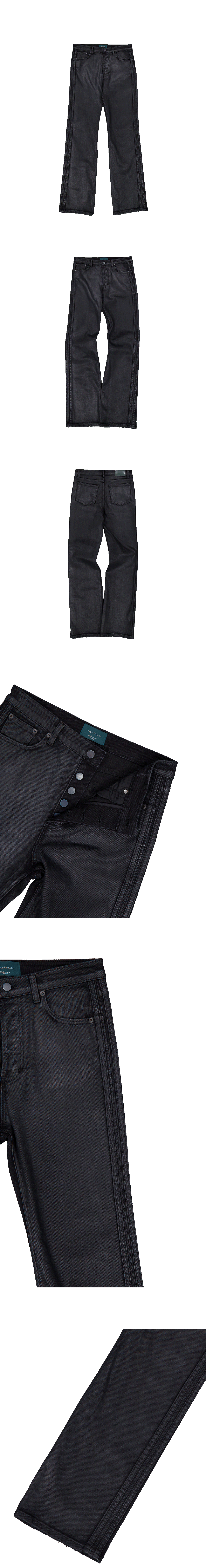 SIDE TRACK COATED BAGGY JEANS - COATED BLACK