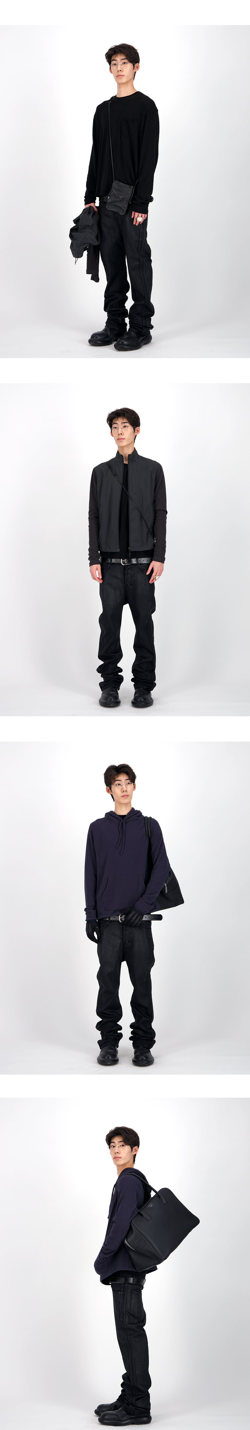 SIDE TRACK COATED BAGGY JEANS - COATED BLACK
