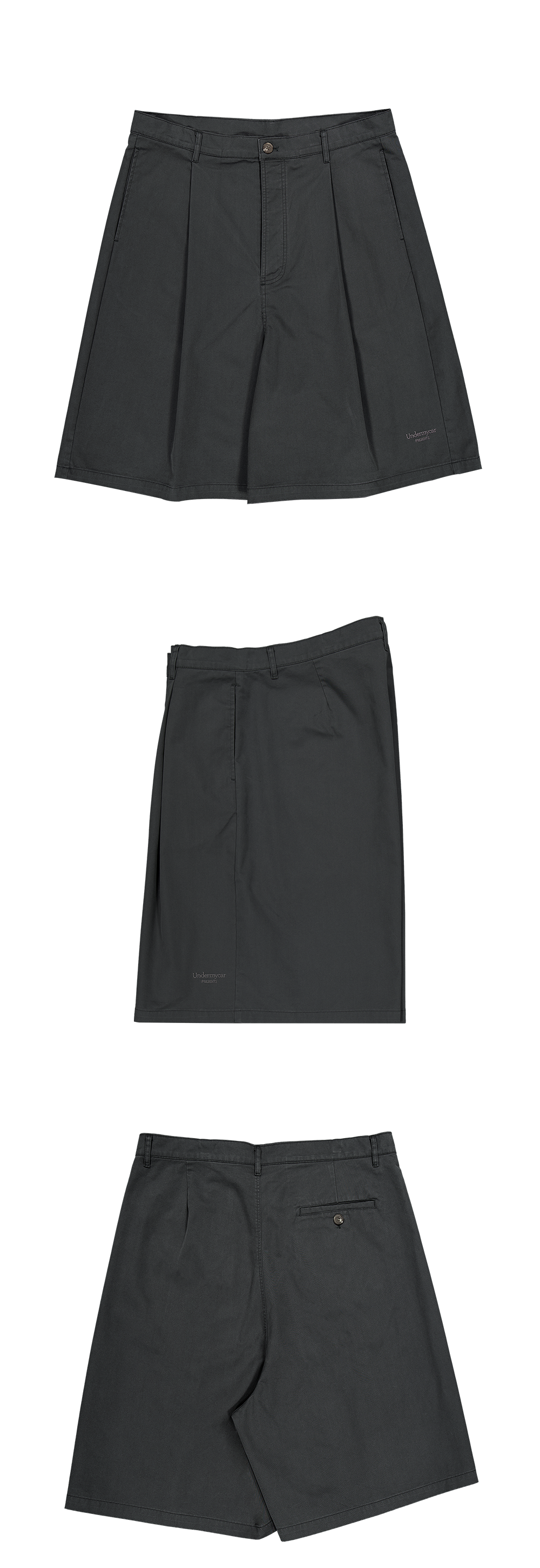 Mu.187 Classic Logo One Tuck Half Shorts Charcoal